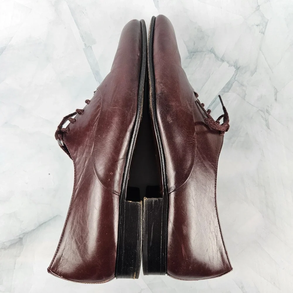Nordstrom vintage made in italy‎ leather oxford loafers red burgundy women's 7m - Picture 6 of 9